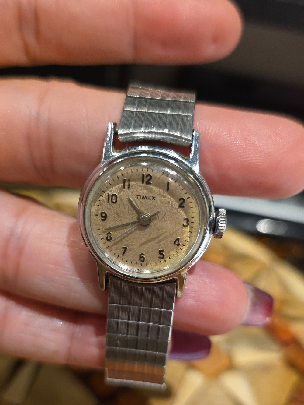 Timex Silver Watch with Champagne Dial (Works )